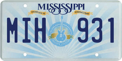 MS license plate MIH931