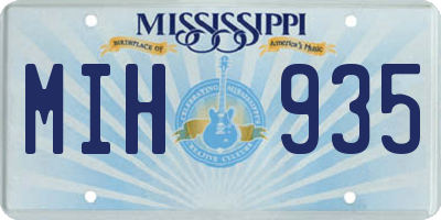 MS license plate MIH935