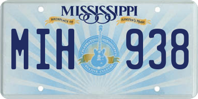 MS license plate MIH938