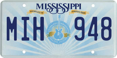 MS license plate MIH948