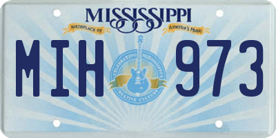 MS license plate MIH973