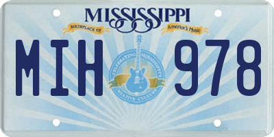 MS license plate MIH978