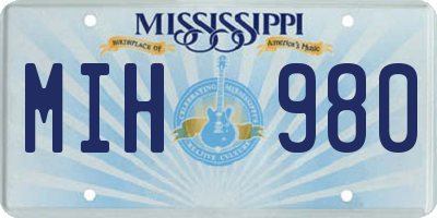 MS license plate MIH980