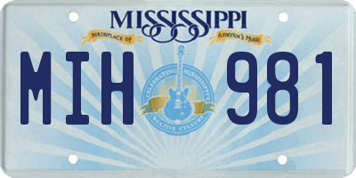 MS license plate MIH981