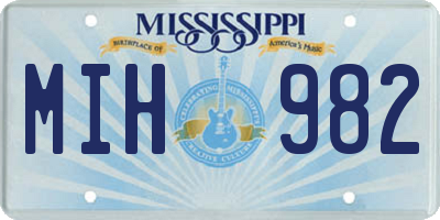 MS license plate MIH982
