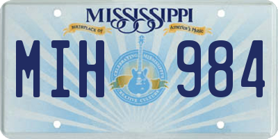 MS license plate MIH984
