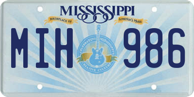 MS license plate MIH986