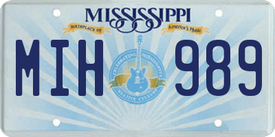 MS license plate MIH989