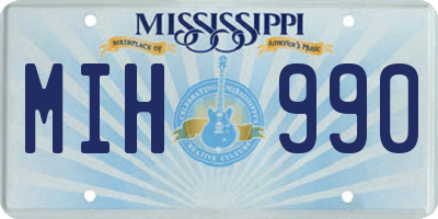 MS license plate MIH990