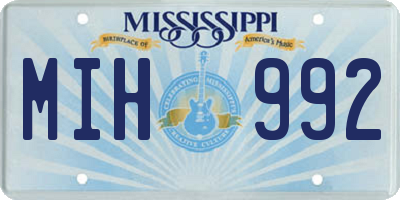 MS license plate MIH992