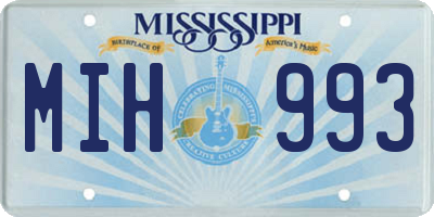 MS license plate MIH993