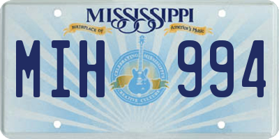 MS license plate MIH994