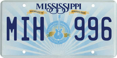 MS license plate MIH996