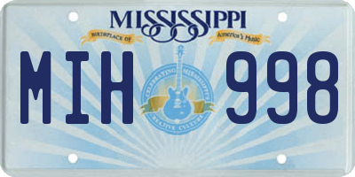 MS license plate MIH998