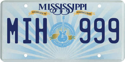 MS license plate MIH999
