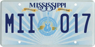 MS license plate MII017