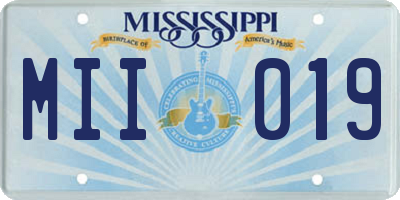 MS license plate MII019