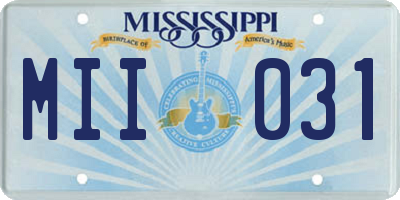MS license plate MII031