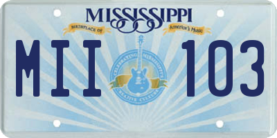 MS license plate MII103