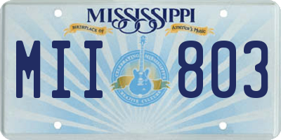 MS license plate MII803