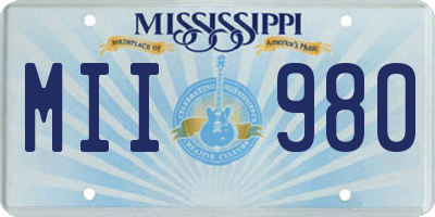 MS license plate MII980