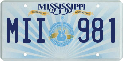 MS license plate MII981