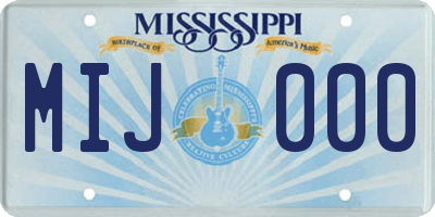 MS license plate MIJ000