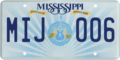 MS license plate MIJ006