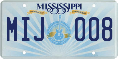 MS license plate MIJ008