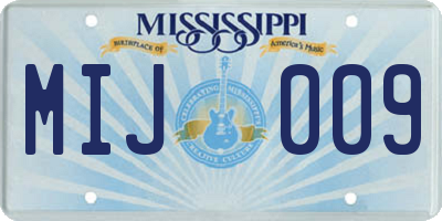 MS license plate MIJ009