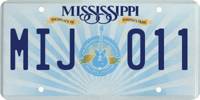 MS license plate MIJ011