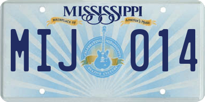 MS license plate MIJ014