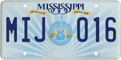 MS license plate MIJ016