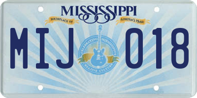 MS license plate MIJ018