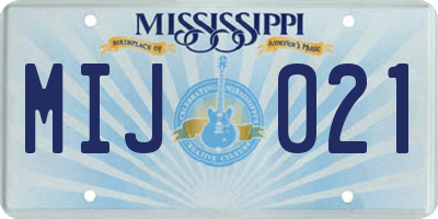 MS license plate MIJ021