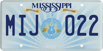 MS license plate MIJ022