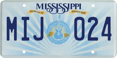 MS license plate MIJ024
