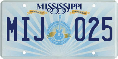 MS license plate MIJ025