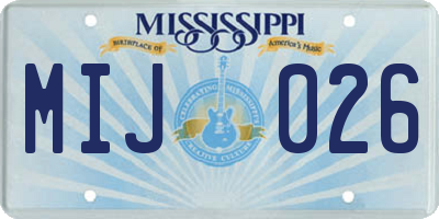 MS license plate MIJ026