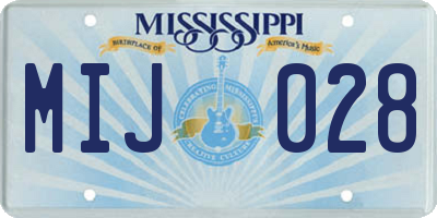 MS license plate MIJ028