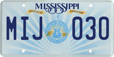 MS license plate MIJ030