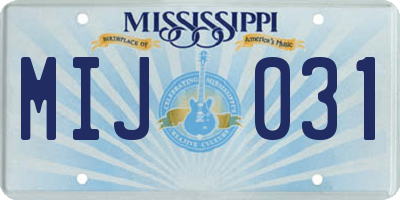 MS license plate MIJ031