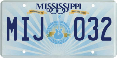 MS license plate MIJ032
