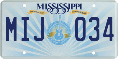MS license plate MIJ034