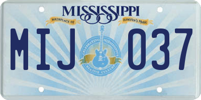 MS license plate MIJ037