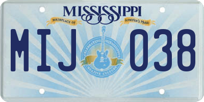 MS license plate MIJ038