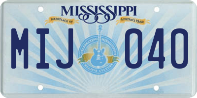 MS license plate MIJ040