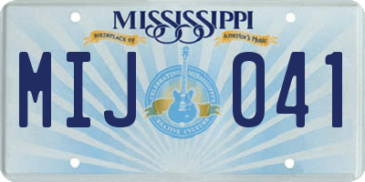 MS license plate MIJ041
