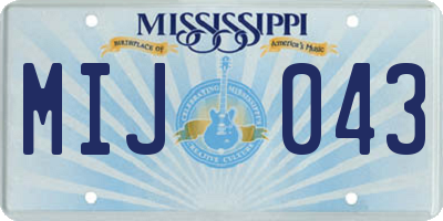 MS license plate MIJ043