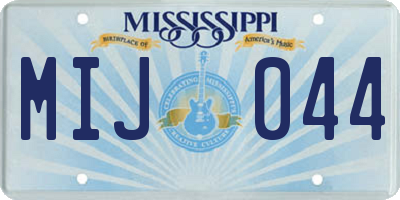 MS license plate MIJ044
